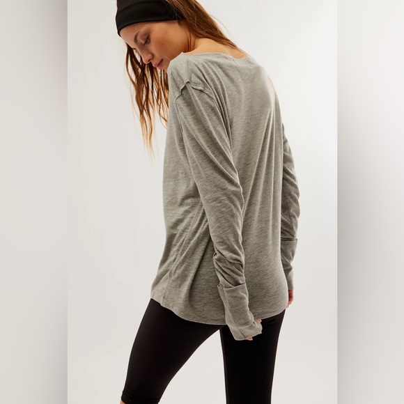 FREE PEOPLE Women’s Kimmi Long Sleeve Top Heather Gray color-SIZE X-Small - Picture 5 of 12